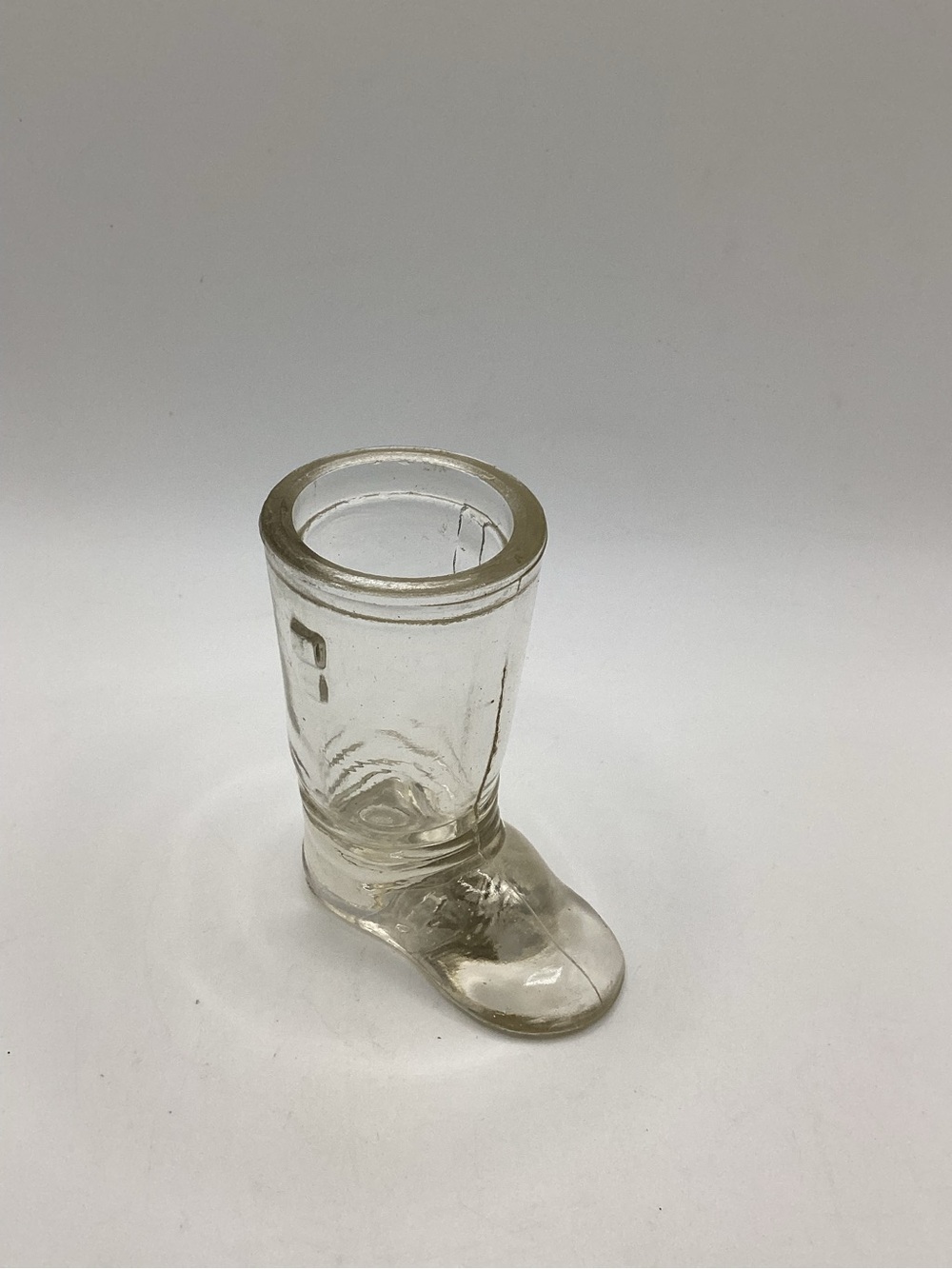 vintage clear glass cowboy boot shot glass